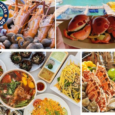 Du khách sẽ được thưởng thức hải sản tươi ngon ngay bên bờ biển.