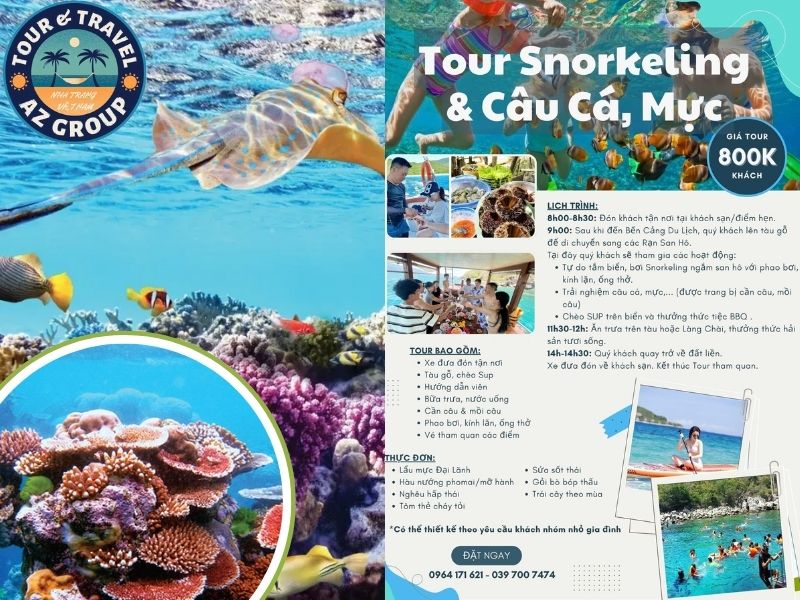 Tour Snorkeling & Câu Cá - Mực Giá Tour Snorkeling & câu cá, mực siêu hời